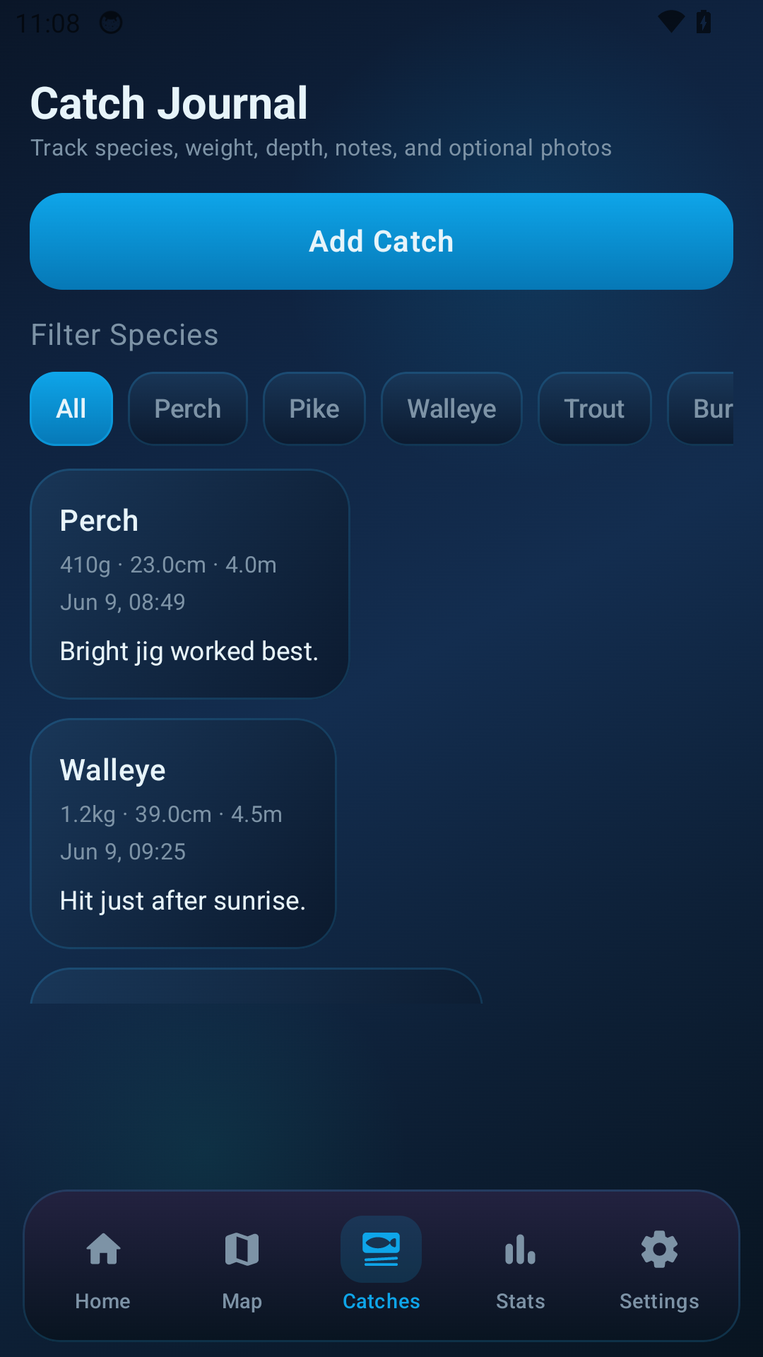Fish Pro catch journal screenshot